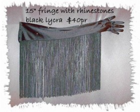 $45 opera length gloves black lycra with 15 inch black fringe
