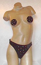 $30 black velvet thong opens on sides and rhinestone pasties $40